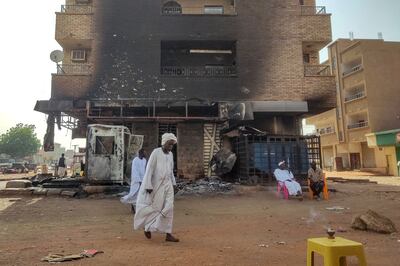 Buildings in Khartoum damaged by fighting between the Sudanese army and the paramilitary Rapid Support Forces. AFP