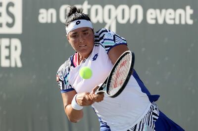 LEXINGTON, KENTUCKY - AUGUST 14: Ons Jabeur of Tunisia plays a backhand during her match against Cori Gauff during Top Seed Open - Day 5 at the Top Seed Tennis Club on August 14, 2020 in Lexington, Kentucky.   Dylan Buell/Getty Images/AFP
== FOR NEWSPAPERS, INTERNET, TELCOS & TELEVISION USE ONLY ==
