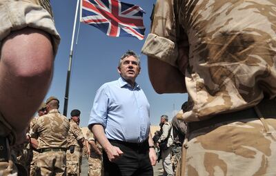 Gordon Brown in Afghanistan in 2010, when he was Britain's prime minister, to meet soldiers at Forward Operating Base Shawqat. Getty Images