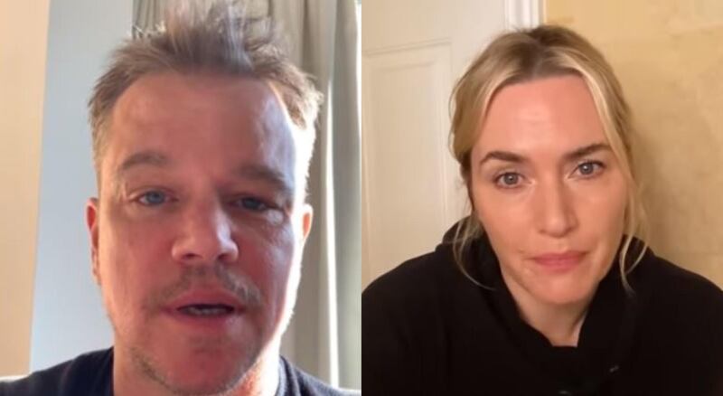 Matt Damon and Kate Winslet, stars of 2011 film 'Contagion', send a message during the Covid-19 outbreak. YouTube