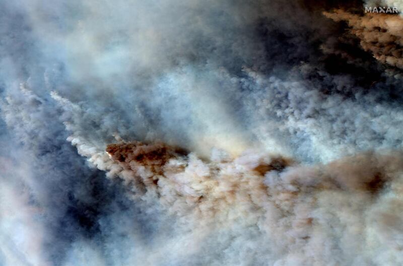 This satellite natural colour image released by Maxar Technologies on  January 4, 2020, shows smoke from wildfires east of Orbost, Australia. AFP