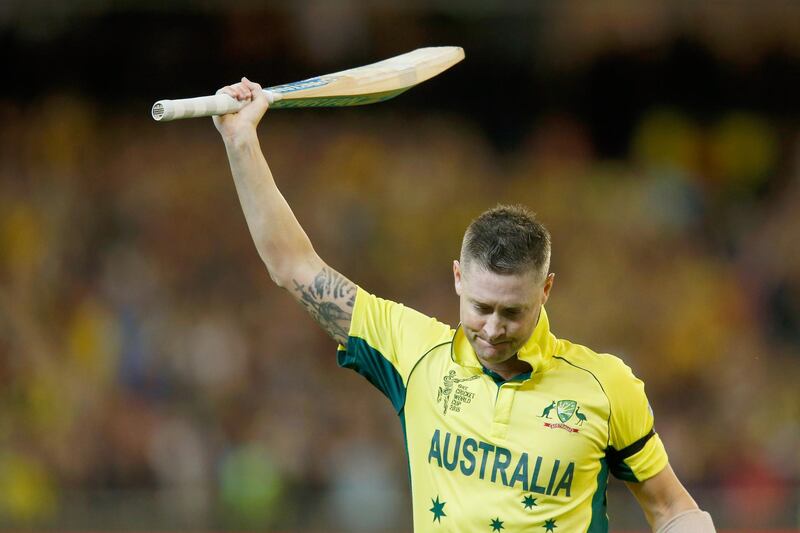MELBOURNE, AUSTRALIA - MARCH 29:  Michael Clarke of Australia walks from the field after being dismissed in his final ODI during the 2015 ICC Cricket World Cup final match between Australia and New Zealand at Melbourne Cricket Ground on March 29, 2015 in Melbourne, Australia.  (Photo by Darrian Traynor/Getty Images)