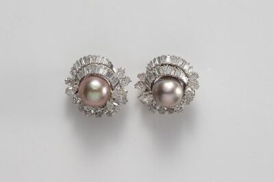 A pair of Art Deco pearl and diamond earrings. Photo: Christie's