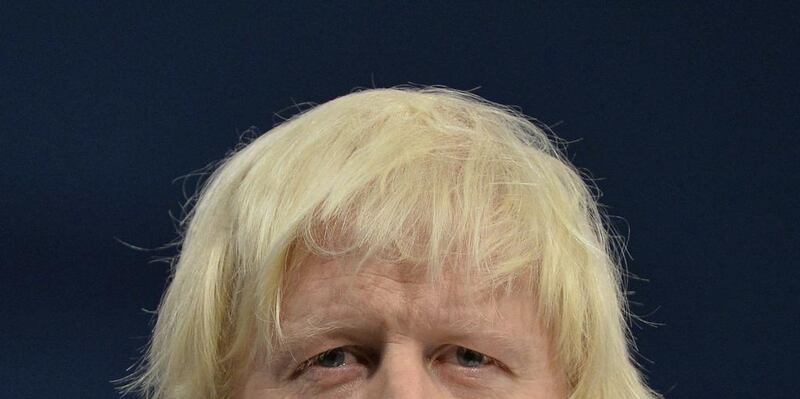 Floppy-haired London Mayor Boris Johnson delivers a keynote speech to the Conservative Party annual conference in Manchester.  REUTERS/Toby Melville / Reuters