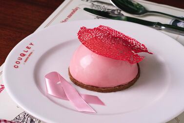 Couqley French Bistro has created a limited-edition framboise-speculoos dessert for Breast Cancer Awareness Month.