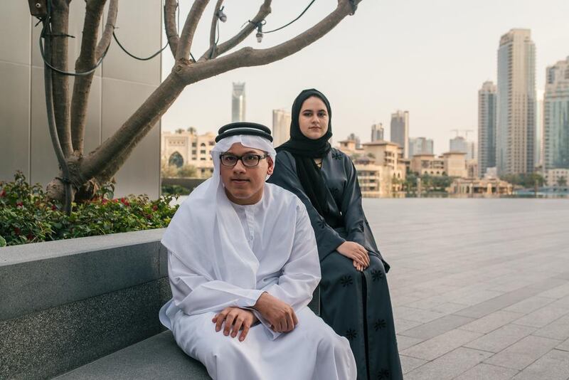 Salem Al Mehari, 19, and his sister Aisha Al Mehari, 18, in Dubai. Alex Atack for The National