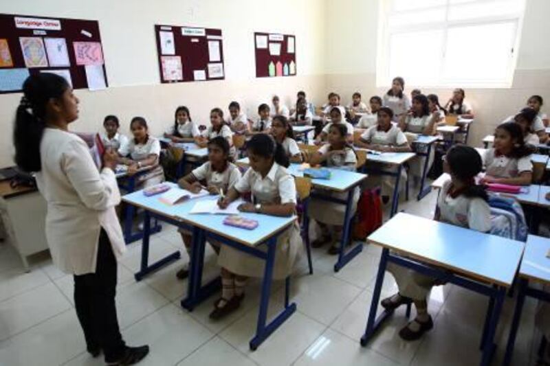 Dubai, United Arab Emirates- June 16,  2011:  Students attend the  English Class at  the Indian High School in Dubai .  ( Satish Kumar / The National )