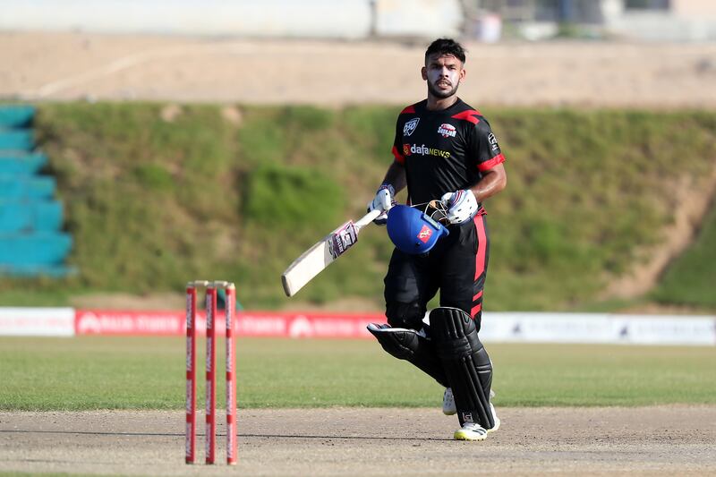 Usman Khan starred for Sharjah during the Emirates D50 by hitting a double century - just as he predicted. Pawan Singh / The National