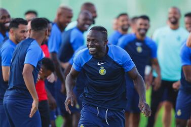 Soccer Football - Al Nassr's Sadio Mane during training- Taif, Saudi Arabia - August 2, 2023  Al Nassr's Sadio Mane during training with teammates  Al Nassr Football Club/Handout via REUTERS  ATTENTION EDITORS - THIS IMAGE HAS BEEN SUPPLIED BY A THIRD PARTY.  NO RESALES.  NO ARCHIVES