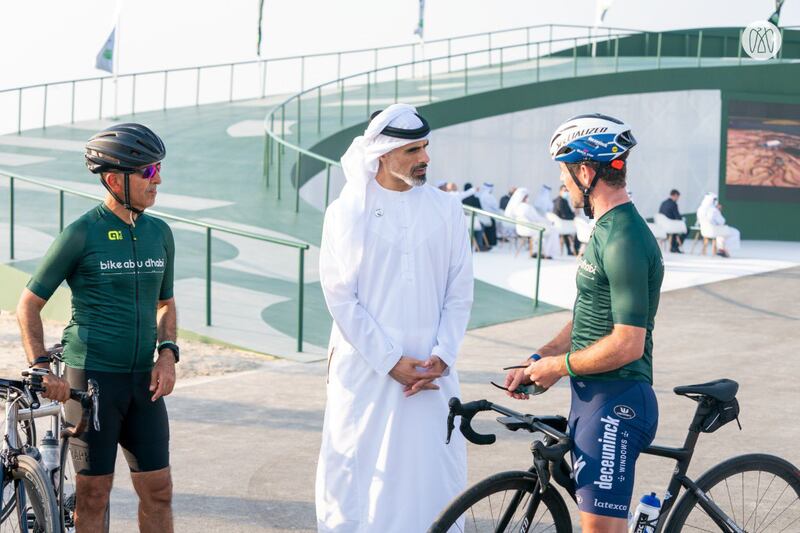 Sheikh Khaled meets cyclists in Abu Dhabi.