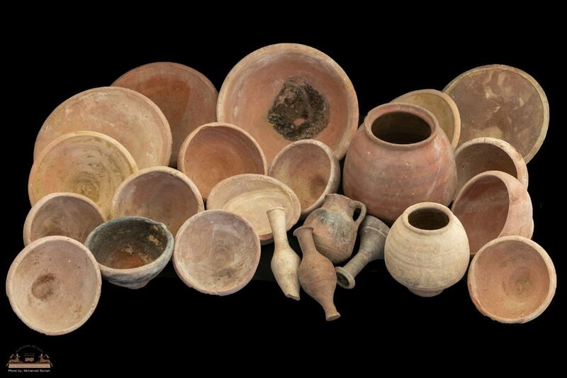 A number of clay vessels and jars were also found