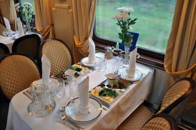 Dining onboard the Golden Eagle train. Courtesy Golden Eagle Luxury Trains