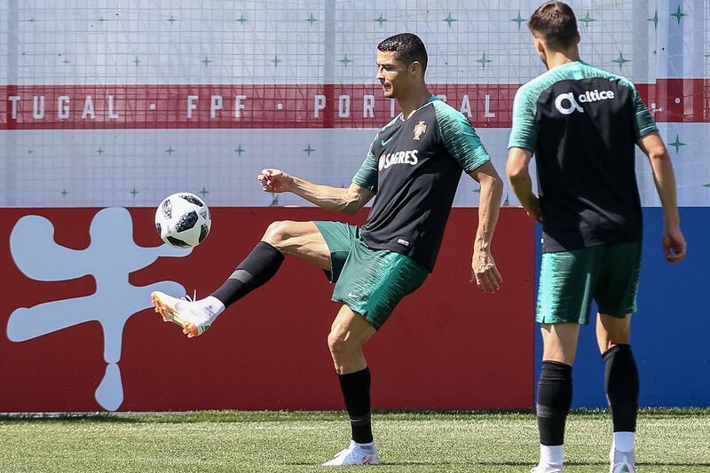 Cristiano Ronaldo during a training session at the Kratovo training camp in Ramensky.  Paulo Novais / EPA