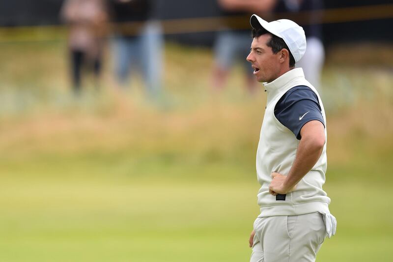 Northern Ireland's Rory McIlroy waits on the 17th green during a practice round at The 147th Open golf Championship at Carnoustie, Scotland on July 18, 2018. / AFP / Glyn KIRK

