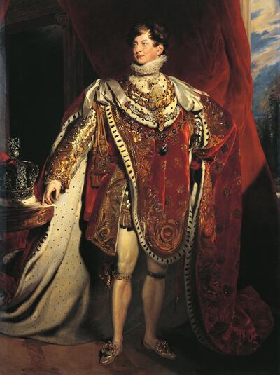 UNSPECIFIED - DECEMBER 16: Portraits of George IV of the United Kingdom (London, 1762 - Windsor, 1830), King of the United Kingdom of Great Britain and Ireland and Hanover. Painting by George Healy (1813-1894), copy from a painting by Sir Thomas Lawrence (1769-1830), oil on canvas. Versailles, ChÃ¢teau De Versailles (Photo by DeAgostini/Getty Images)