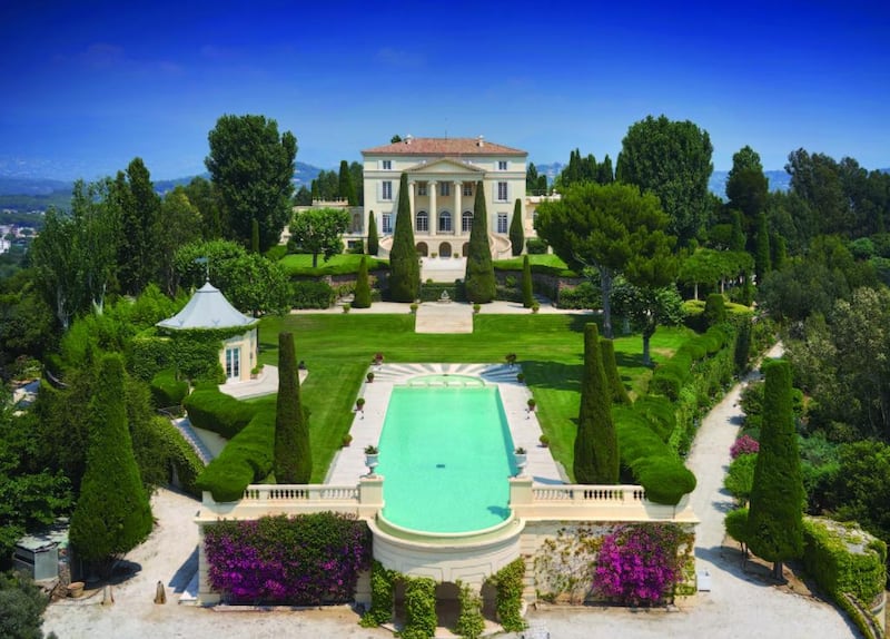 The 33-metre swimming pool at La Croix de Gardens Castle in Cannes, France. Courtesy Côte d'Azur Sotheby's International Realty