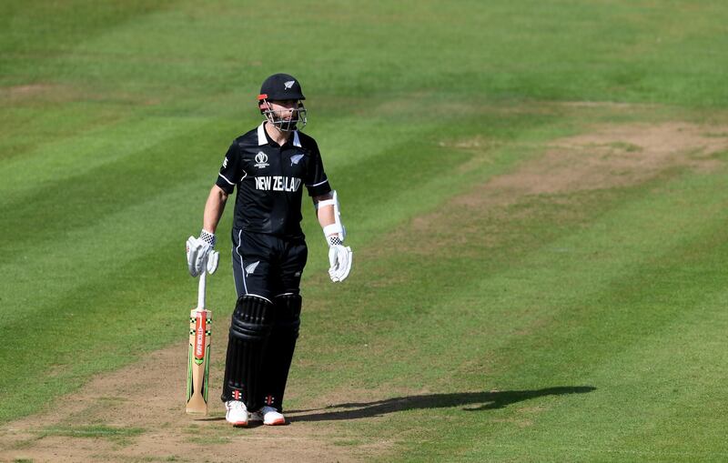 BRISTOL, ENGLAND - MAY 28: Kane Williamson of New Zealand walks off after being dismissed during the ICC Cricket World Cup 2019 Warm Up match between West Indies and New Zealand at Bristol County Ground on May 28, 2019 in Bristol, England. (Photo by Alex Davidson/Getty Images)