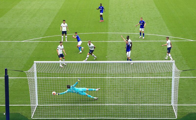 SPURS RATINGS: Hugo Lloris - 8: Flapped at one cross in the first half but Leicester couldn't take advantage. Produced a brilliant one-handed save to keep out a Perez volley and saved from the attacker again later in the half. Tipped a swerving Gray free-kick over after the break. Getty