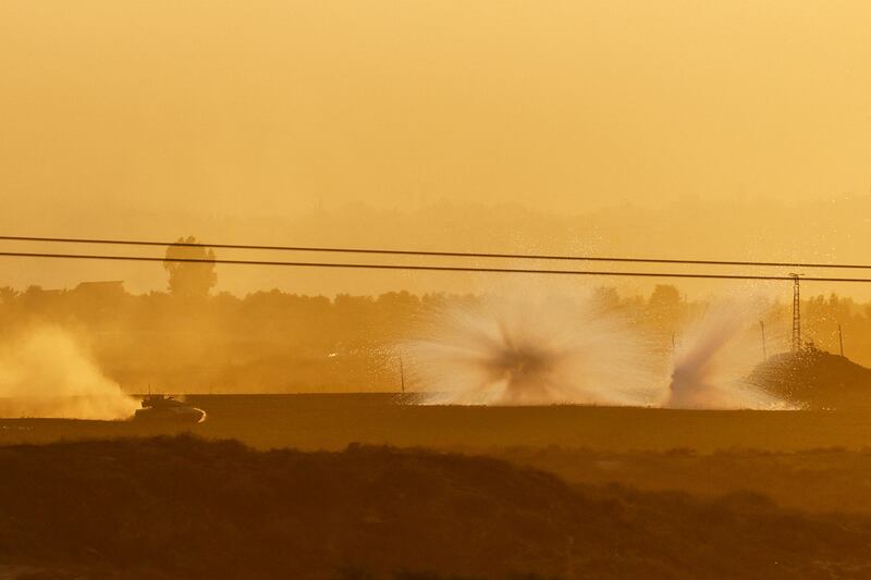 Israeli tanks taking up positions in the northern Gaza Strip. Reuters