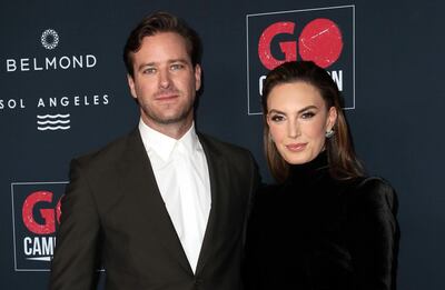 LOS ANGELES, CALIFORNIA - NOVEMBER 16: Armie Hammer and Elizabeth Chambers attend the Go Campaign's 13th Annual Go Gala at NeueHouse Hollywood on November 16, 2019 in Los Angeles, California.   David Livingston/Getty Images/AFP