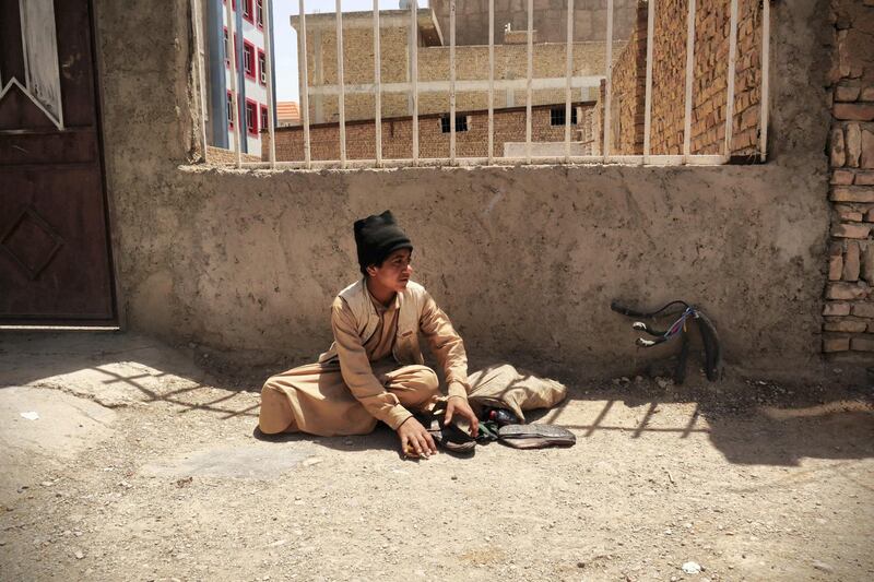 Pictured: Shahwali, 15, shines shoes for a living on the streets of Herat. He and his family were forced to leave their village when the drought meant work, food and water all dried up. He now lives in an unofficial IDP camp in Herat, Afghanistan.
Photo by Charlie Faulkner
May 2021