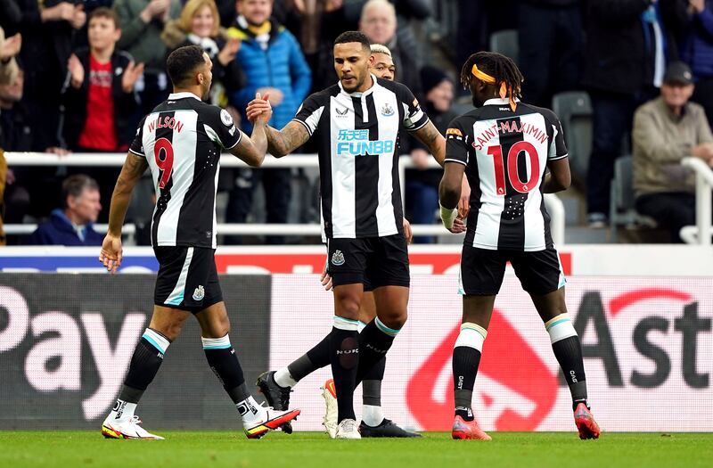Jamaal Lascelles – 7, A reliable captain under Steve Bruce and reliable again under Eddie Howe, heading in Newcastle’s opener. Unlucky to deflect Onyeka’s shot which was going wide into his own net. PA