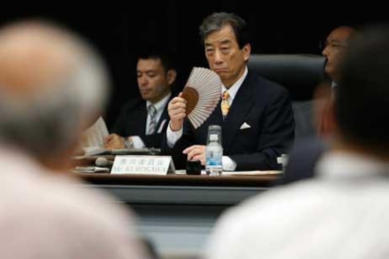 Kiyoshi Kurokawa, chairman of the seating chart for the 20th Fukushima Nuclear Accident Independent Investigation Commission (NAIIC) meeting in Tokyo.