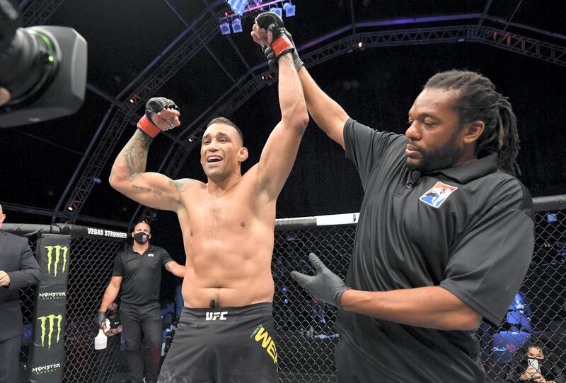 ABU DHABI, UNITED ARAB EMIRATES - JULY 26: Fabricio Werdum of Brazil celebrates after his submission victory over Alexander Gustafsson of Sweden in their heavyweight fight during the UFC Fight Night event inside Flash Forum on UFC Fight Island on July 26, 2020 in Yas Island, Abu Dhabi, United Arab Emirates. (Photo by Jeff Bottari/Zuffa LLC via Getty Images)