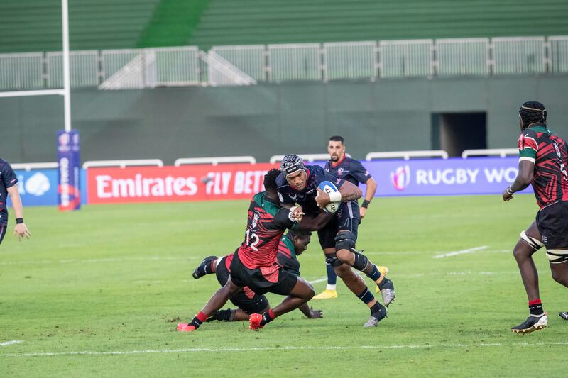 Action from USA's victory over Kenya in the Rugby World Cup qualifier.