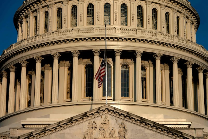 The US flag flies at half mast at the Capitol in Washington in honour of Albright. AFP
