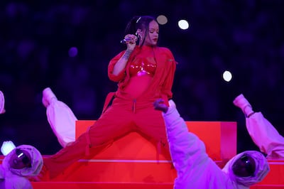 Rihanna performs during halftime of Super Bowl LVII. EPA 
