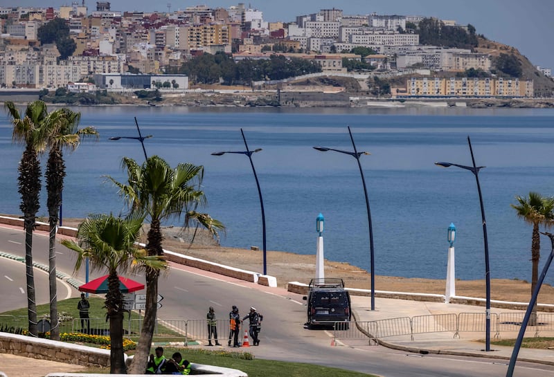 Morocco's border crossing with the Spanish enclave of Ceuta, seen in the background. AFP
