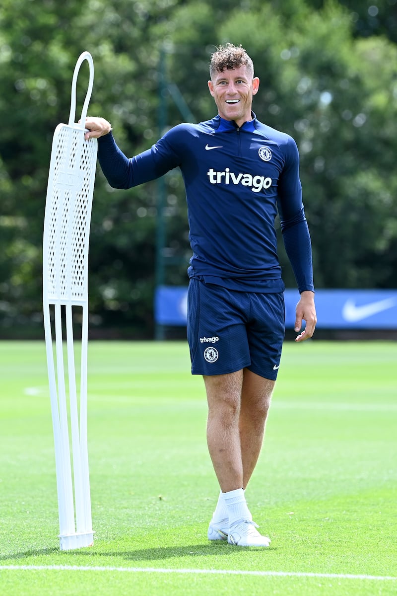Ross Barkley takes part in a training session at Chelsea training ground.