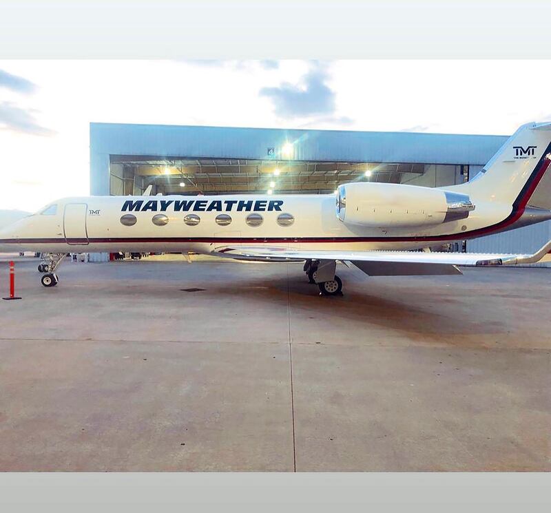 Just in case anyone was in doubt, Floyd Mayweather labels his jet. Instagram /  @floydmayweather