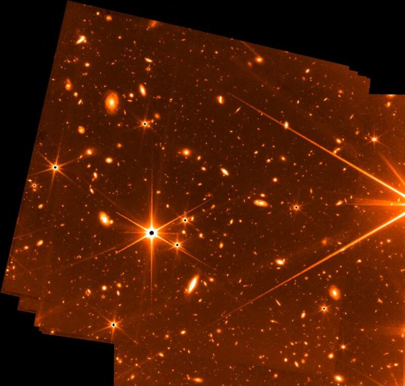 A Fine Guidance Sensor test image acquired in parallel with NIRCam imaging of the star HD147980. AFP