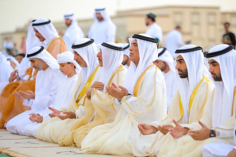 The prayers were performed at the Grand Eid Musalla in Khuzam, Ras Al Khaimah