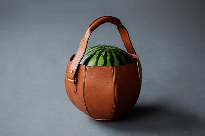 Tsuchiya Kaban debuted its Watermelon Tote this summer, in an attempt to showcase its mastery of leather while creating a moment of levity in difficult times. Courtesy Tsuchiya Kaban