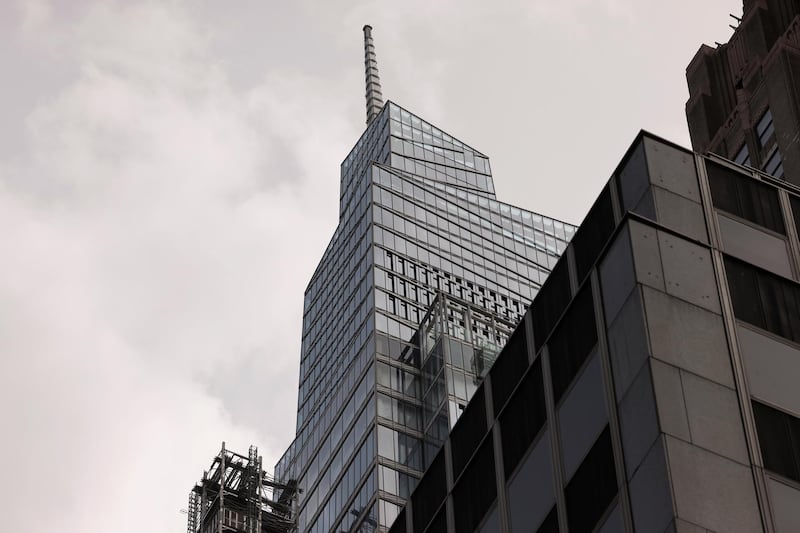 NEW YORK, NEW YORK - SEPTEMBER 14: The One Vanderbilt building is seen from 43rd Street on September 14, 2020 in New York City. The One Vanderbilt building, the second-tallest New York City office building, opens up amid the coronavirus (COVID-19) pandemic when many city employees are working from home.   Michael M. Santiago/Getty Images/AFP