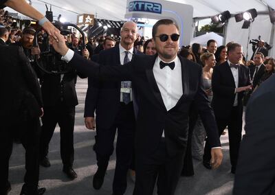 FILE - Leonardo DiCaprio arrives at the 26th annual Screen Actors Guild Awards on Jan. 19, 2020, in Los Angeles. DiCaprio turns 46 on Nov. 11 (Photo by Matt Sayles/Invision/AP, File)