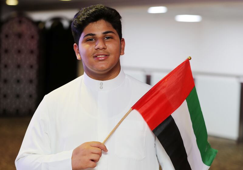 Young fan Abdulaziz at a special screening at Vox cinemas of the World Cup qualifying game between the UAE and Australia, in Mirdif, Dubai. All photos: Chris Whiteoak / The National unless stated otherwise