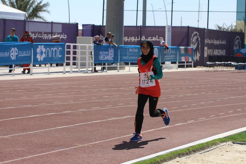 UAE long-distance runner Mariam Al Zaabi. Courtesy Special Olympics IX MENA Games Abu Dhabi 2018 