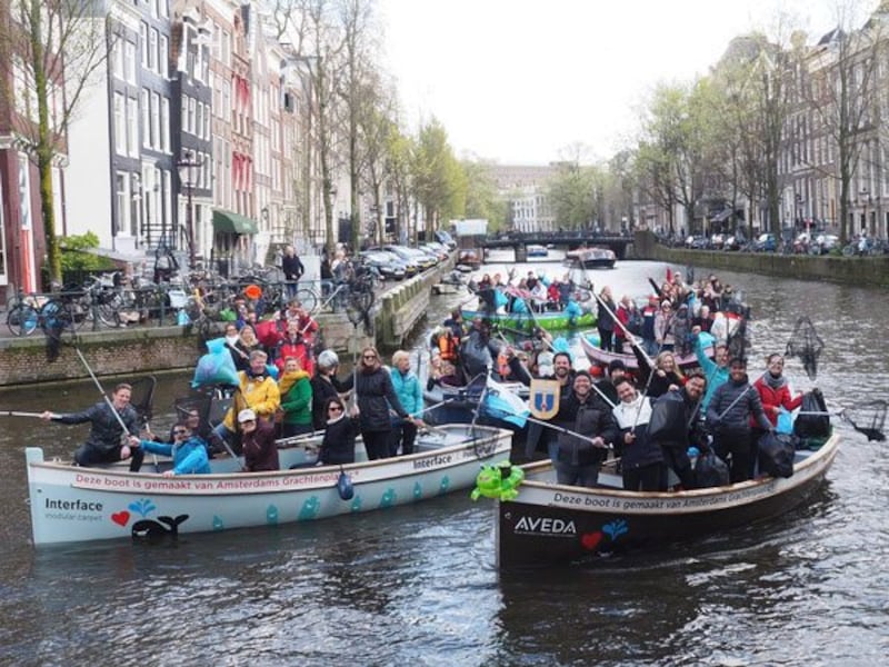 Dutch fashion company Scotch & Soda now has a boat that will pick plastic from Amsterdam's canals