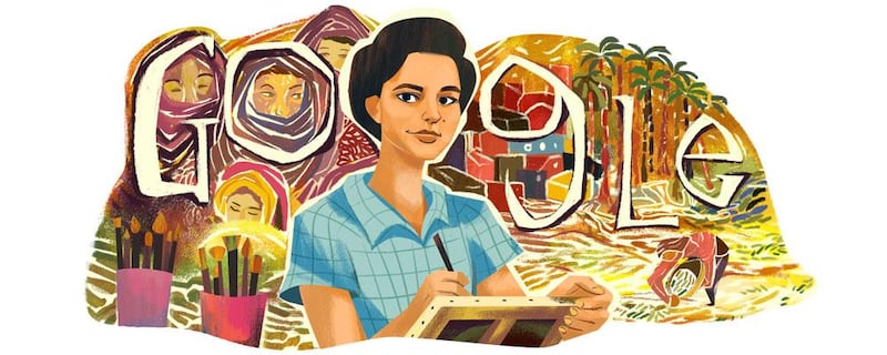Egyptian painter Inji Aflatoun's Google Doodle pays homage to her style of bold brushstrokes.