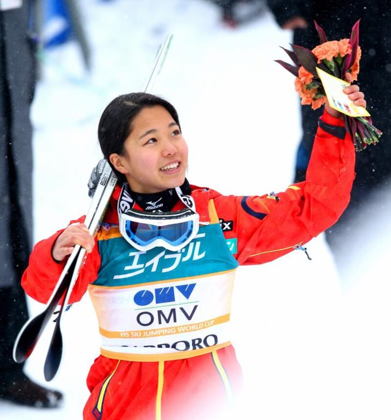 Sara Takanashi, 17, of Japan is the favourite to win gold in the women’s ski jump in Sochi. Asahi Shimbun / Getty Images

