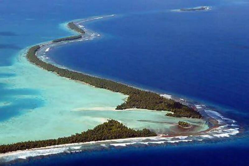 The Funafuti Atoll, home to half of Tuvalu's population, is believed to be at risk from climate change. Torsten Blackwood / AFP