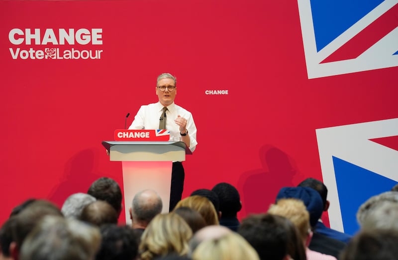 Mr Starmer speaks at the launch of the Labour party's 2024 general election manifesto in Manchester. AP