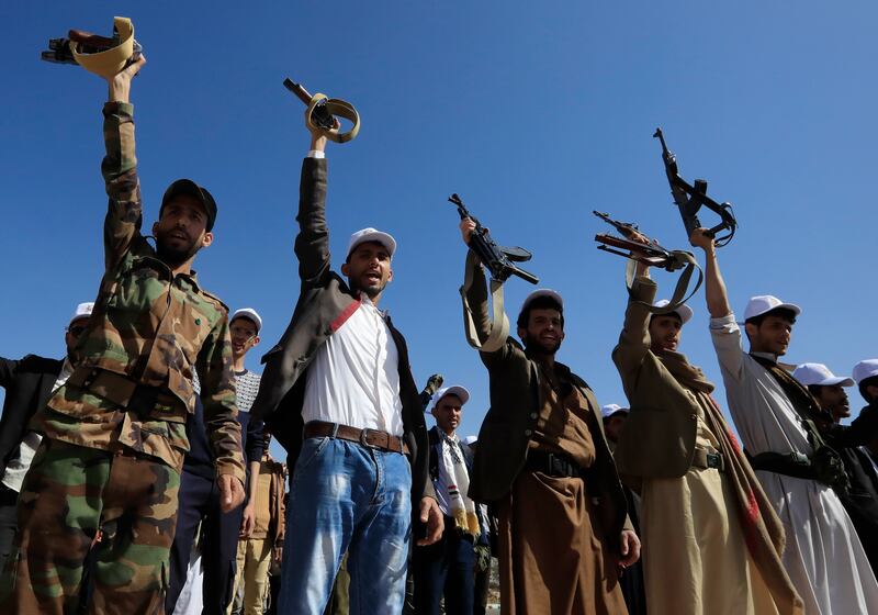 A protest at Sanaa University against US-led strikes on Houthi positions. Yemen's Houthi militants have previously claimed responsibility for attacks on Israel's Eilat. EPA