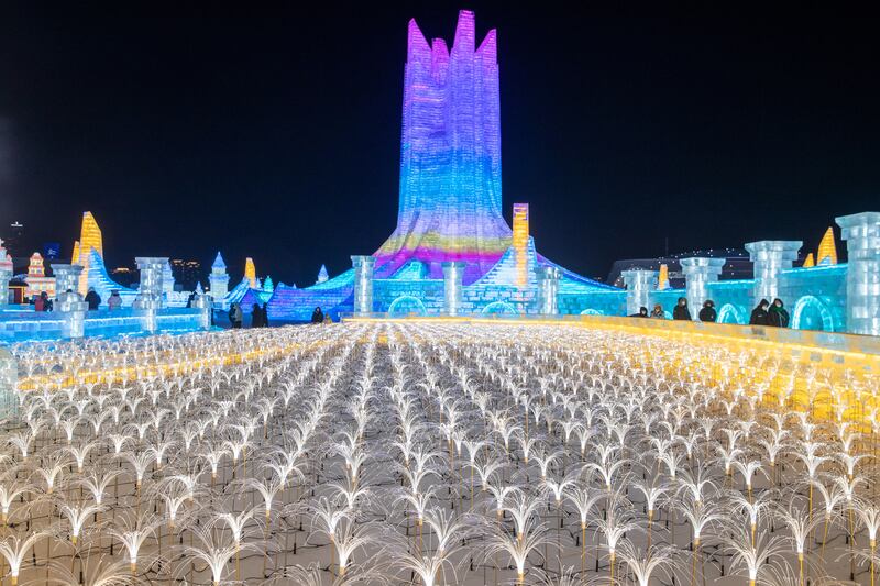 The Harbin Ice-Snow World, a renowned seasonal theme park, in Harbin, in north-east China's Heilongjiang Province. EPA