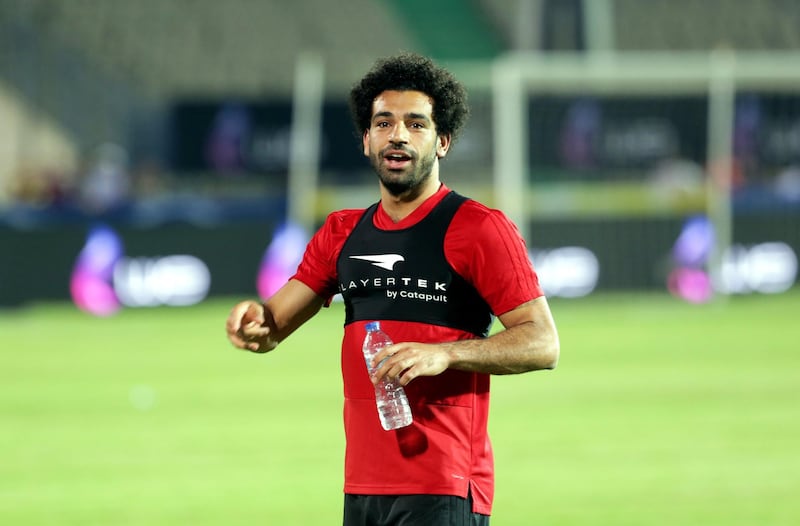 Mohamed Salah attends his team's training session. Khaled Elfiqi / EPA