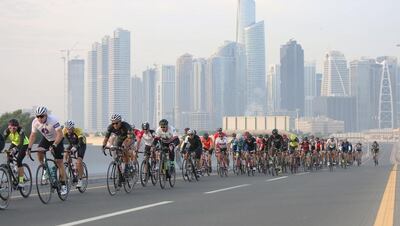 Thousands of cyclists take part in the Spinneys Dubai 92 Cycle Challenge. Courtesy Spinneys Dubai 92 Cycle Challenge